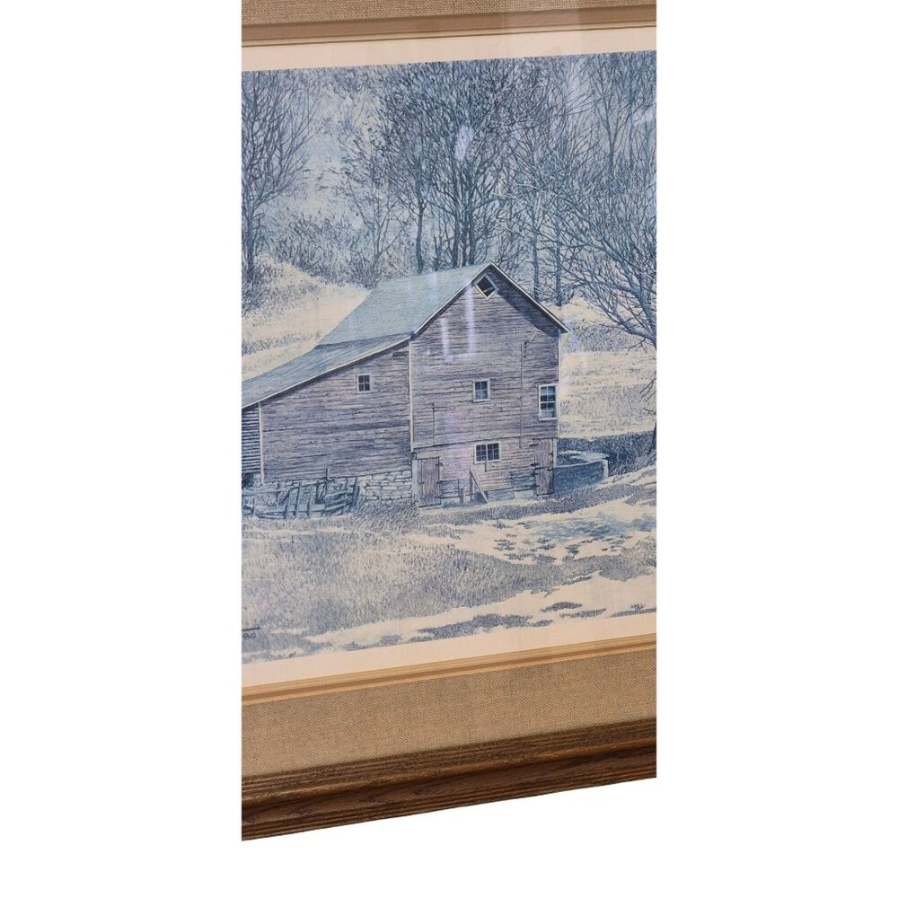 Vintage Winter Barn Print by Richard W Plasschaert Signed Numbered - Picture 6 of 15